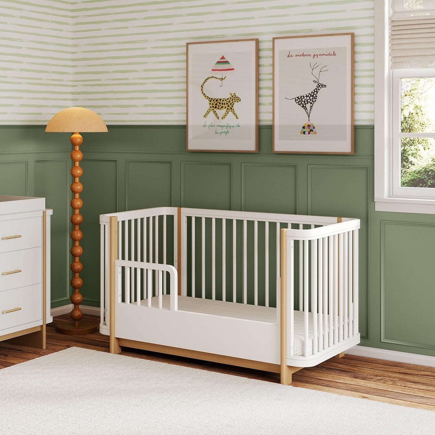 Nurture& The Crib - Baby, Toddler Convertible Crib | Sustainable Non-Toxic Materials | 3 Adjustable Heights - Grows with Your Baby (Classic, White)