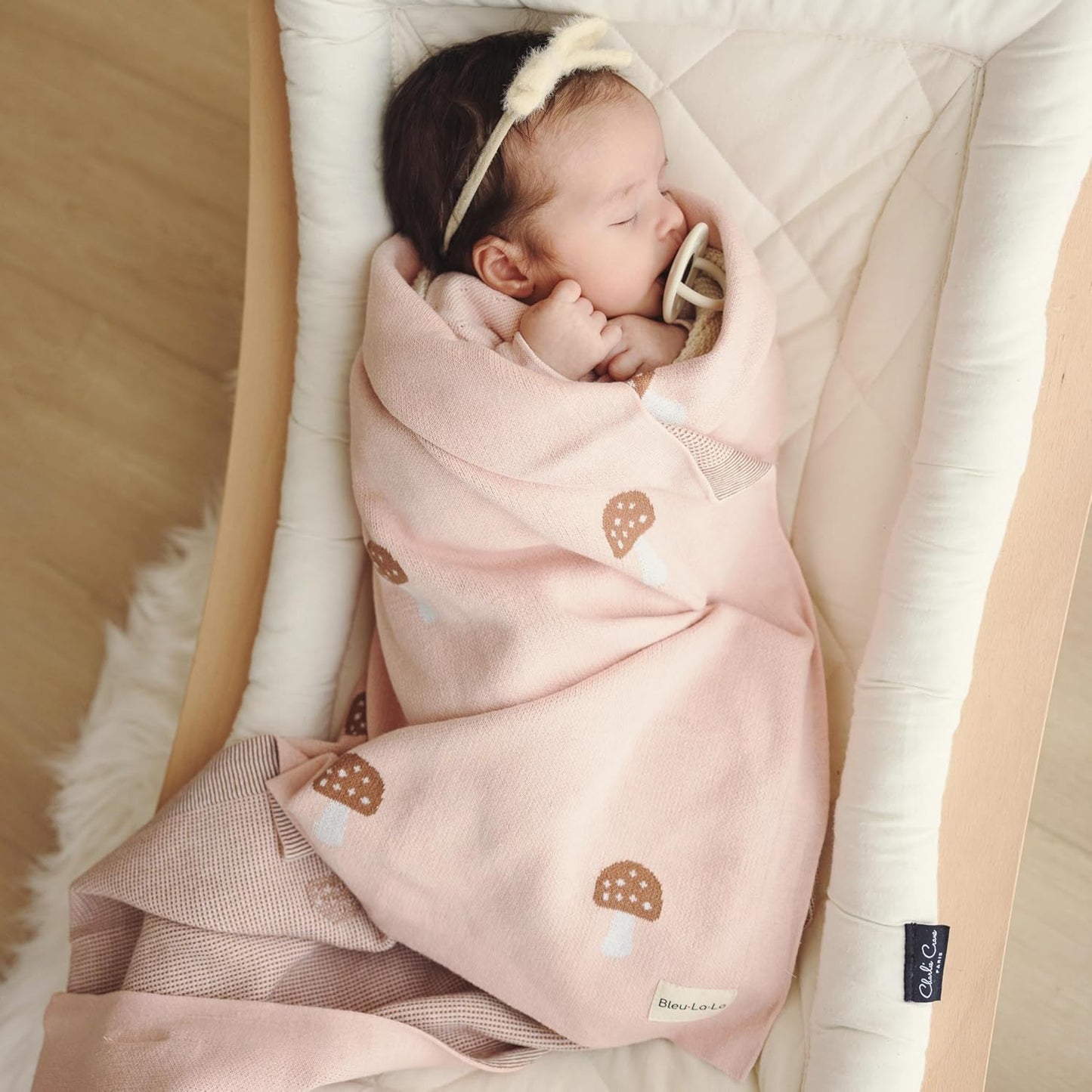 Swaddle Blanket for Girls 100% Cotton Buttery Soft Cozy Receiving Swaddle Crib Stroller Blanket for Shower Gift Registry for Newborns, Infants, Toddlers (Mushroom - Pink)