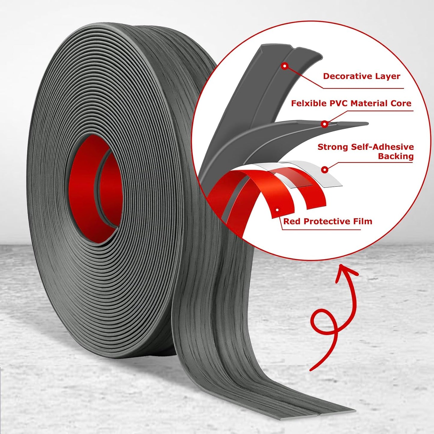 Flexible Wall Corner Protector Moulding Trim Peel and Stick Wall Corner Guards Edge Protector Self Adhesive Molding Trim Strip for Edge Ceiling (Deep Gray Wood Grain, 0.8 in x 40 Ft)