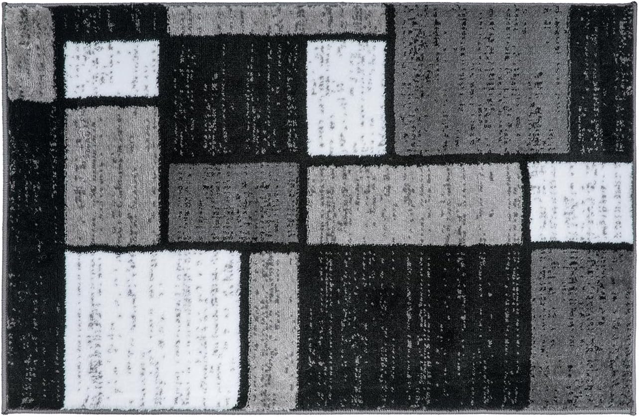 Rugshop Contemporary Modern Boxes for Home Office,Living Room,Bedroom,Kitchen Non Shedding Area Rug 2' x 3' Gray