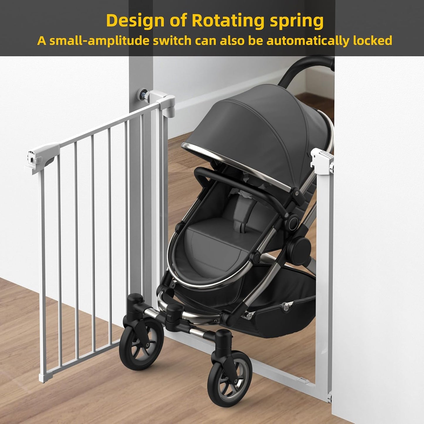 Easy Step Walk-Thru Baby Gate – Adjustable Safety Gate for Babies & Pets, Pressure Mount Kit, Includes Wall Cups & Extensions – 29.7 to 59.8W x 30.5H inches, CPC Certified