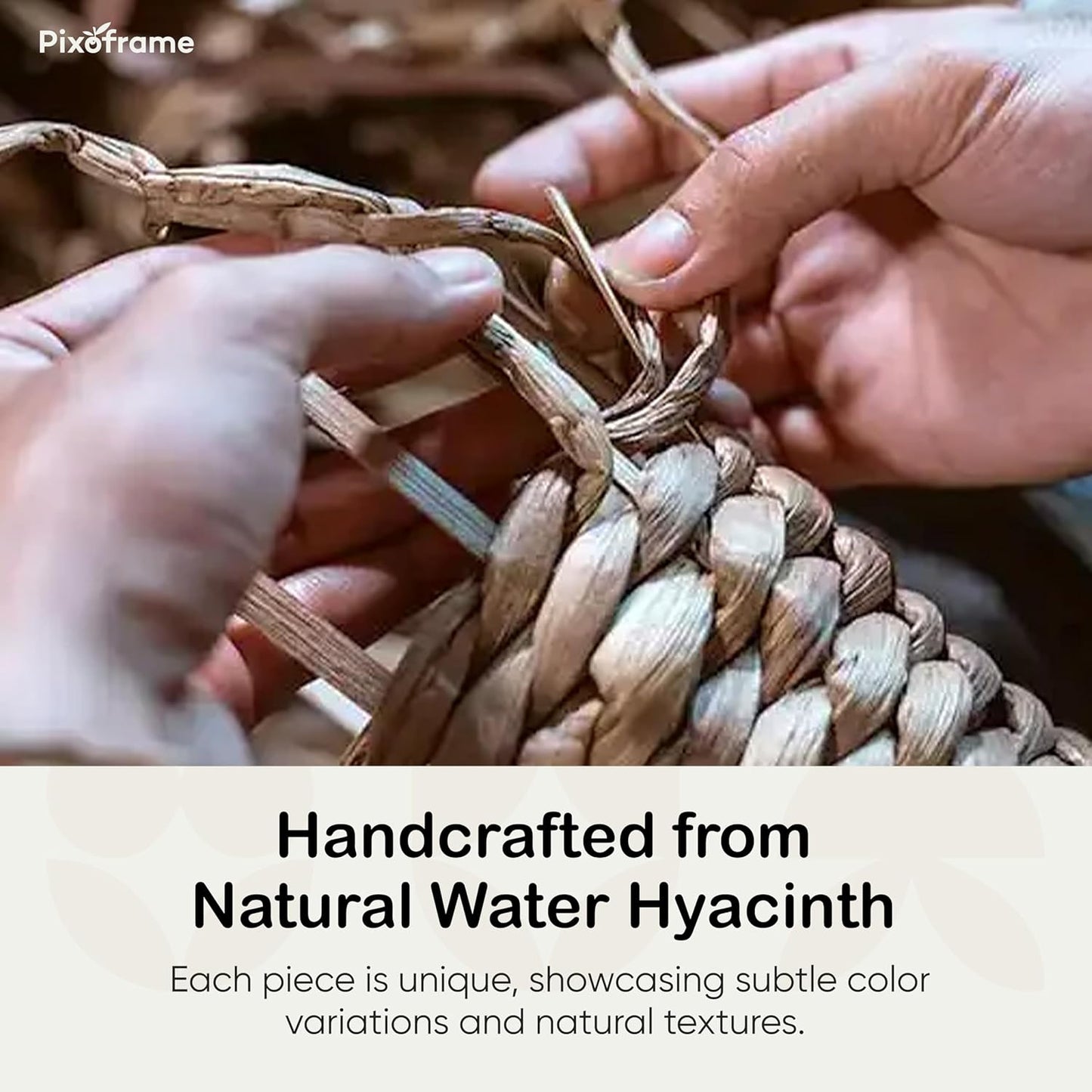 Large Rectangular Handwoven Wicker Basket - Natural Water Hyacinth Storage Baskets with 2 Built-in Handles - Ideal for Towel, Blankets, and Home Organizer & Decor - 16.5"x13"x7.50" - Brown