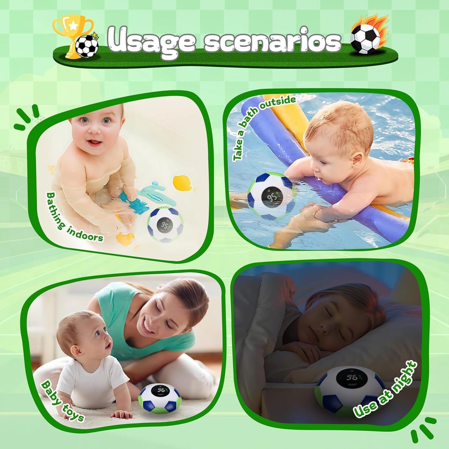 TKY Baby Bath Thermometer with Floating Toys - Digital Water & Room Temperature Monitor, Rechargeable Thermometer with Alerts for Newborn Bath Essentials, Infant Safety