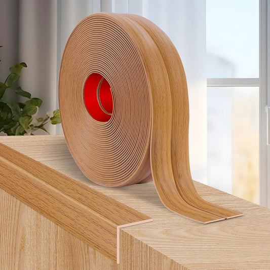 Flexible Wall Corner Protector Moulding Trim Peel and Stick Wall Corner Guards Edge Protector Self Adhesive Molding Trim Strip for Edge Ceiling (Light Brown Wood Grain, 1.6 in x 40 Ft)