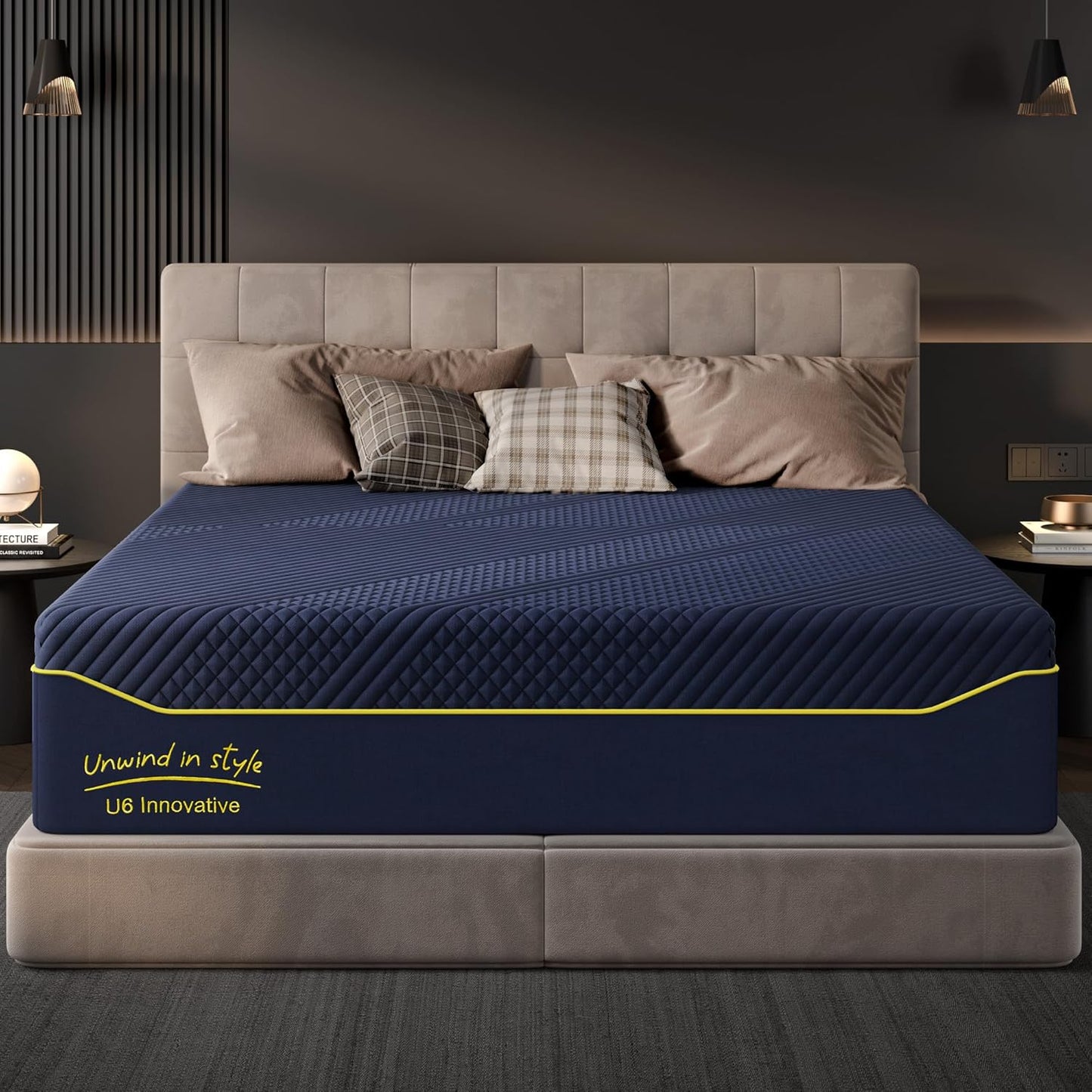 12 Inch Gel-Infused Memory Foam Mattress Full Size,Medium Soft with Removable Washable Cover Cooling Gel Bed in a Box,CertiPUR-US Certified,54"X75"X12" Navy Blue