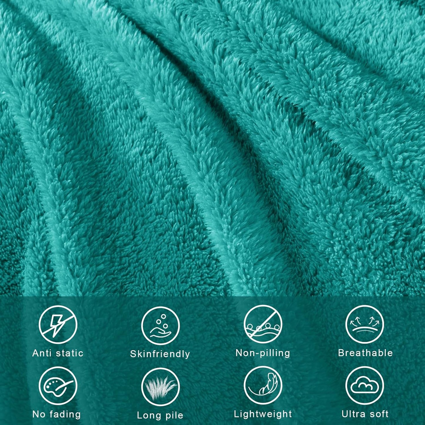 Exclusivo Mezcla Soft Fleece Throw Blanket for Couch, Super Soft Velvet Plush Bed Blanket, Fuzzy Cozy and Warm for All Seasons, 50x60 Inches, Teal