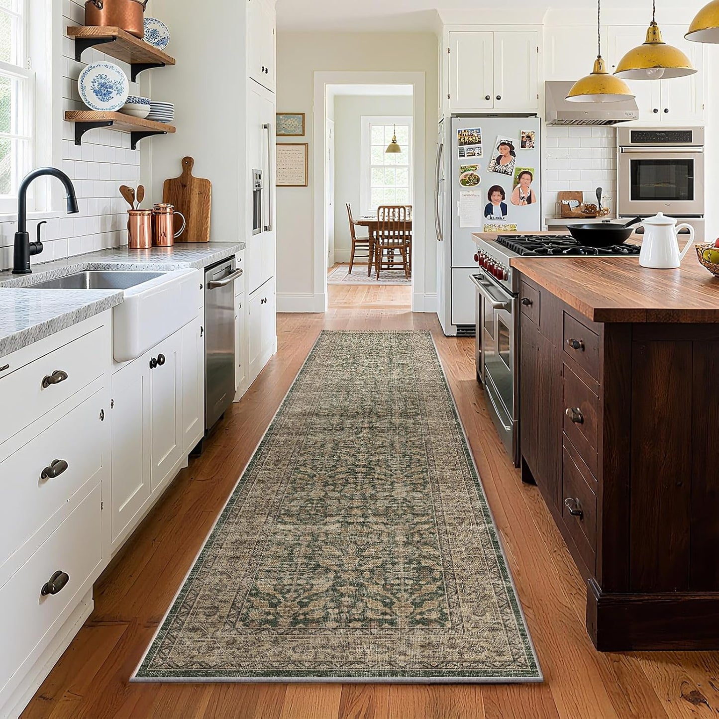 Machine Washable Hallway Runner Rugs: 2'x10' Kitchen Rug Stain Resistant Non Slip Low Pile Soft Carpet Runners for Hallways Indoor Entryway Kitchen Laundry Room Bedroom Bathroom Farmhouse