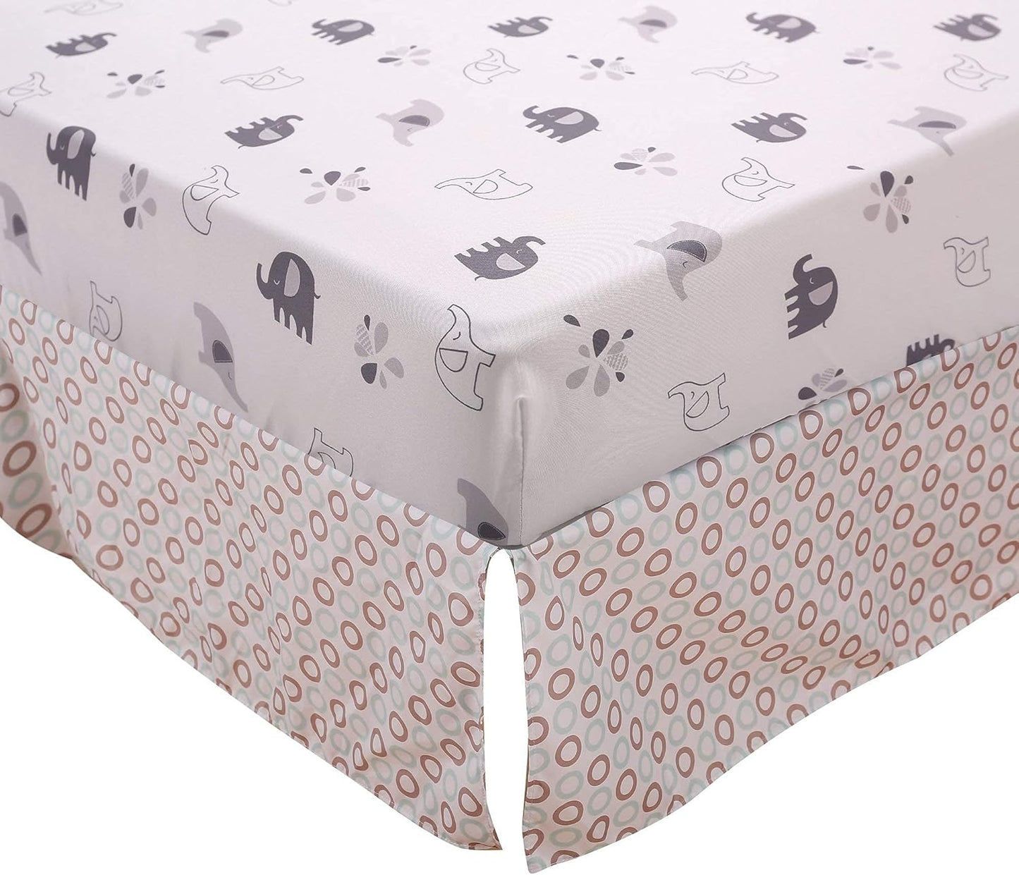 Wowelife Elephant Crib Bedding Set for Boys, Premium 3-Piece Baby Bedding Set, Elephant, Gray Crib Bed Sets, Newborn, Infant, Nursery Bed Set with Crib Sheet, Ruffle Comforter