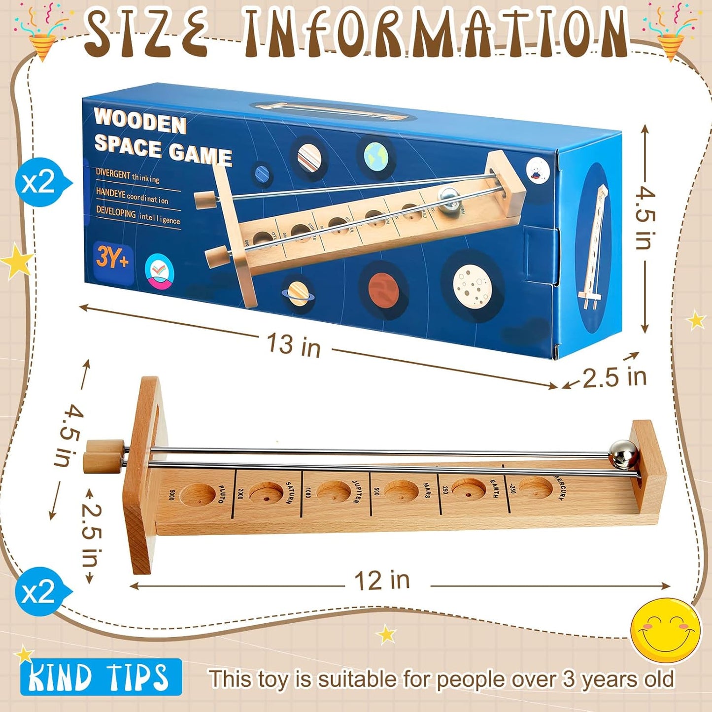 Deekin 2 Set Wooden Tabletop Games Classic Desktop Games Steel Ball Desktop Games Intelligent Exercise Ball Retro Toys for Teens Adults