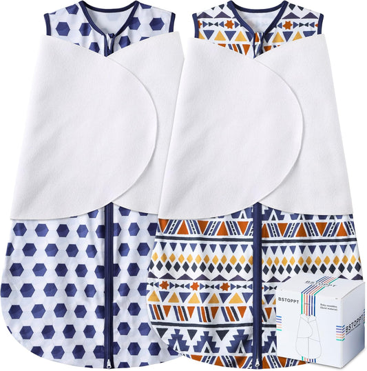 Baby Sleep Sack Baby Sleeping Bag 2-Way Zipper Toddler Wearable Blankets TOG 0.5 (Soccer & Triangles, M)