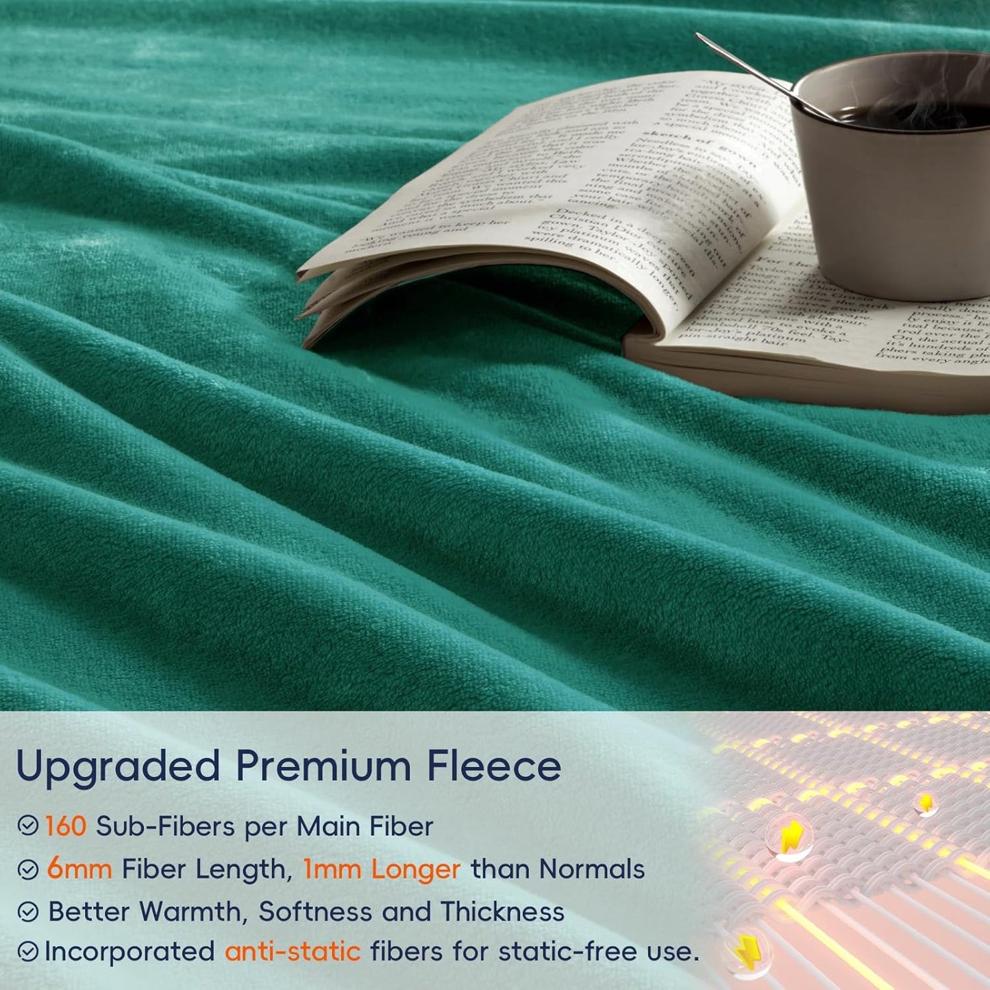 PHF Ultra Soft Fleece Blanket King Size, No Shed No Pilling Luxury Plush Cozy 300GSM Lightweight Blanket for Bed, Couch, Chair, Sofa Suitable for All Season, 108" x 90", Teal Green