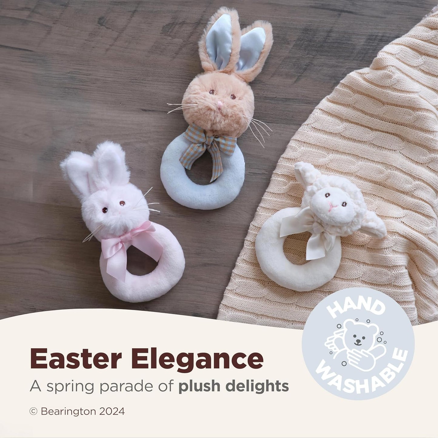 Bearington Baby Lil’ Bunny, 5.5 Inch Pink Soft Stuffed Easter Bunny Rattle, Baby Easter Gifts - Newborn Toy