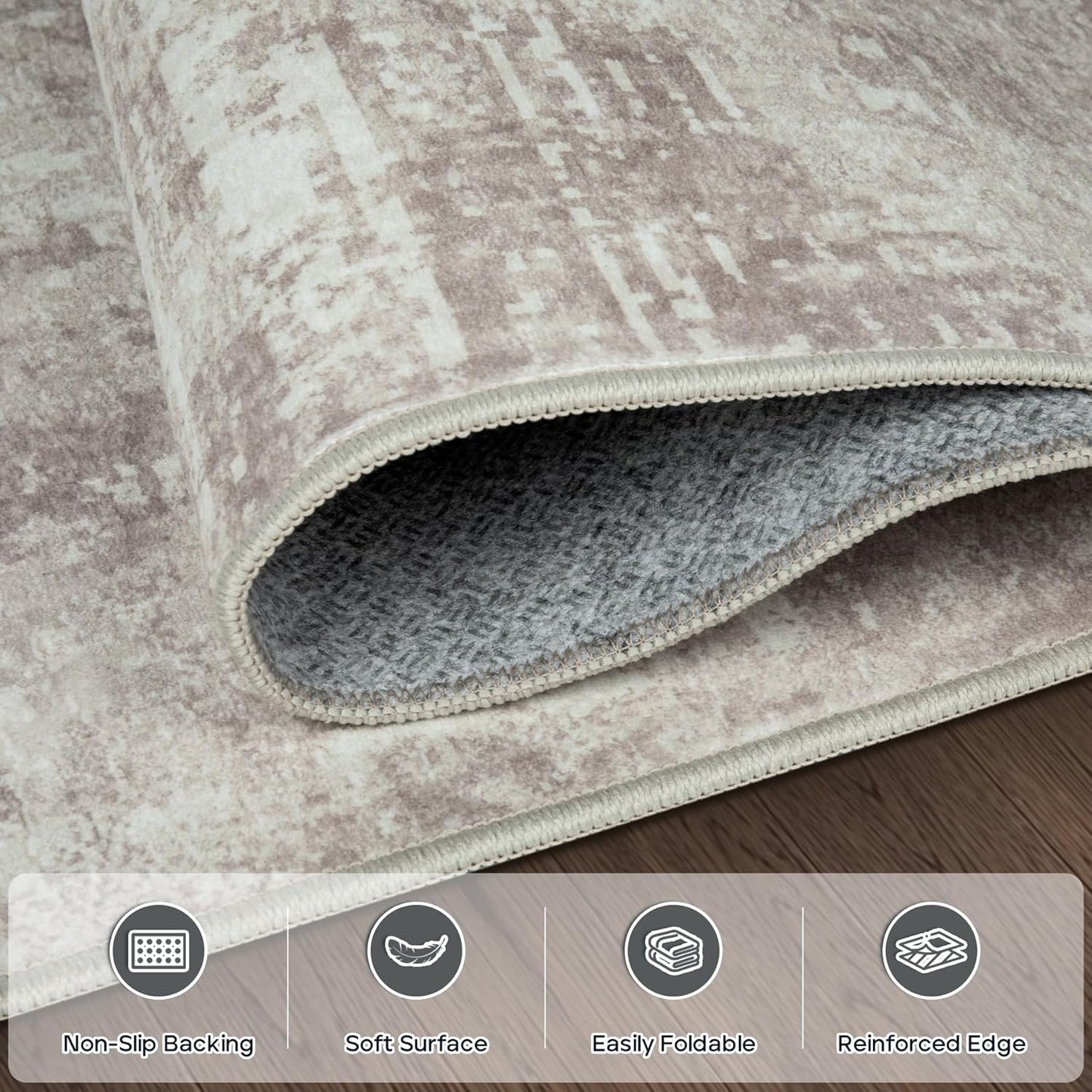 6x9 Area Rugs for Living Room Rug Washable: Modern Rug for Dining Room Bedroom Carpet Non Slip Low Pile 6 by 9 Indoor Abstract Nursery Home Office Brown Grey