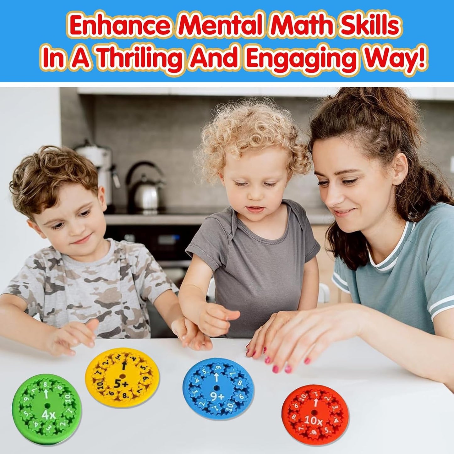 Math Fidget Spinners, Math Fidget Toy for Learning Division & Multiplication Math Facts Fidget Spinners for Stimmers & Fidgeters (9 Packs - Multiplication & Division)