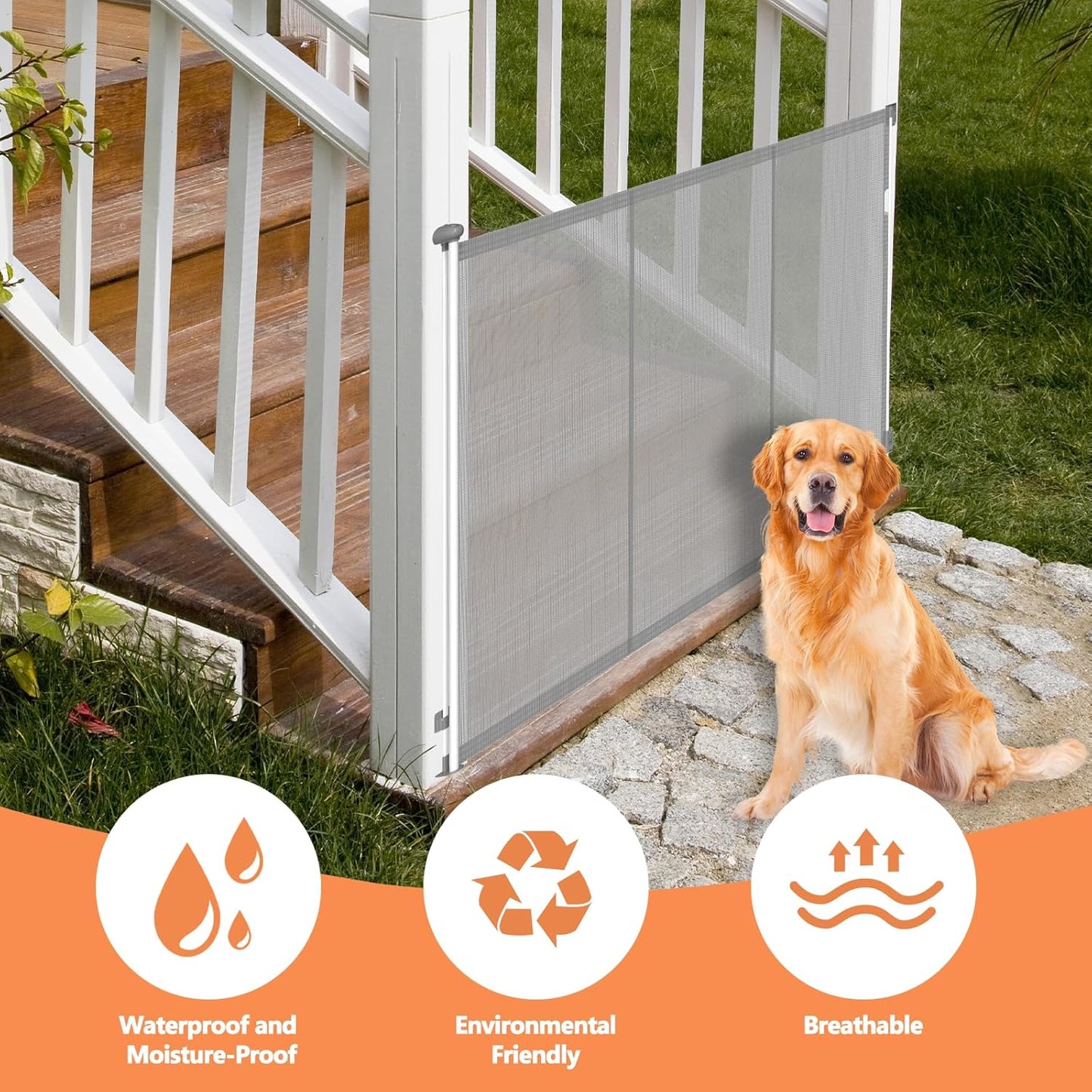 Extra Tall 50'' Reinforced Retractable Mesh Baby Gates with Reinforced Strips,Dog Gate Extends to 55" Wide,Prevents Bottom Drilling Through Baby and Pet,Retractable Pet Gate for Outdoor/Indoor