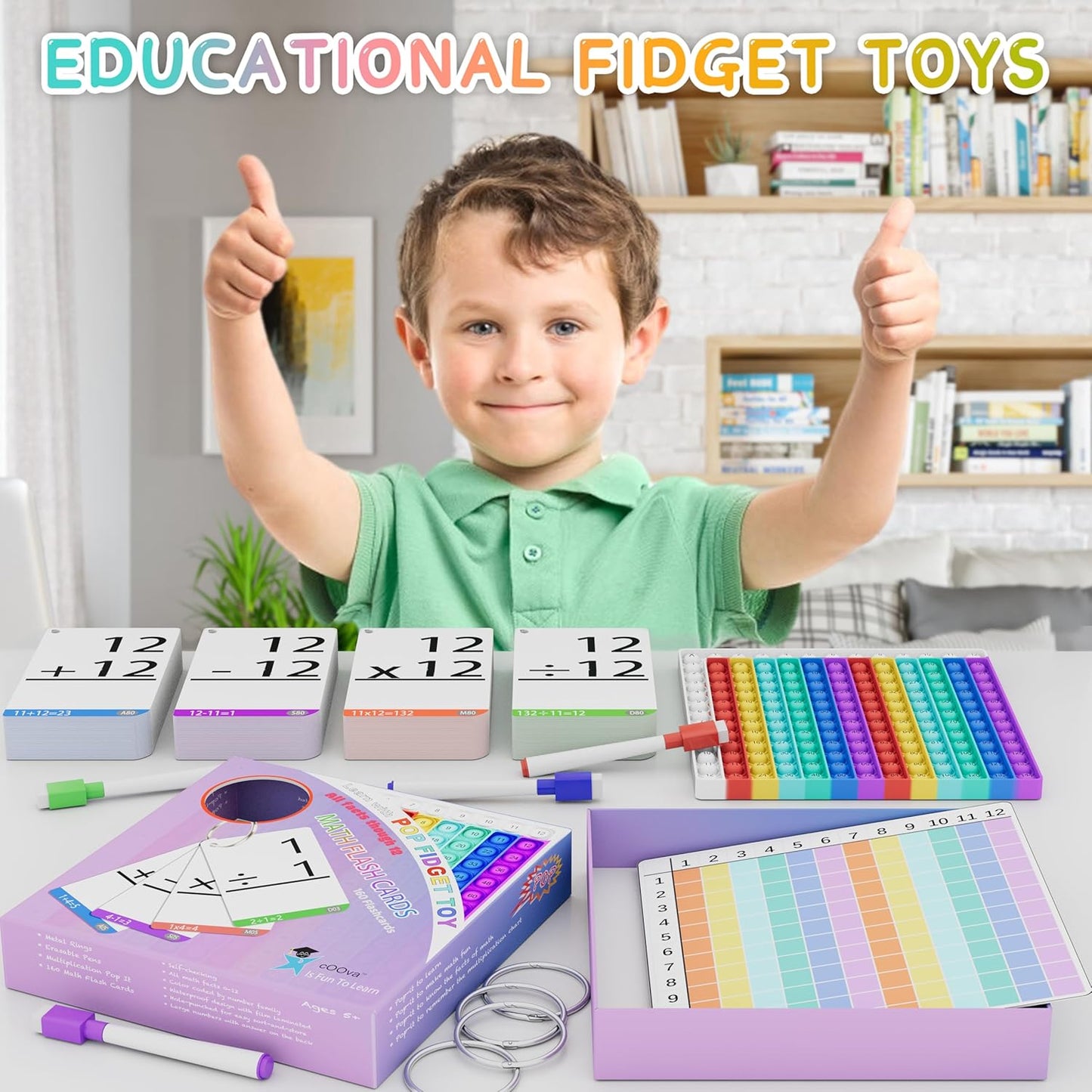 Math Games for Kids - Flash Cards for Kids - Pop it Practice with Addition, Subtraction, Multiplication & Division - Ideal for Math Learning and Skill Building.