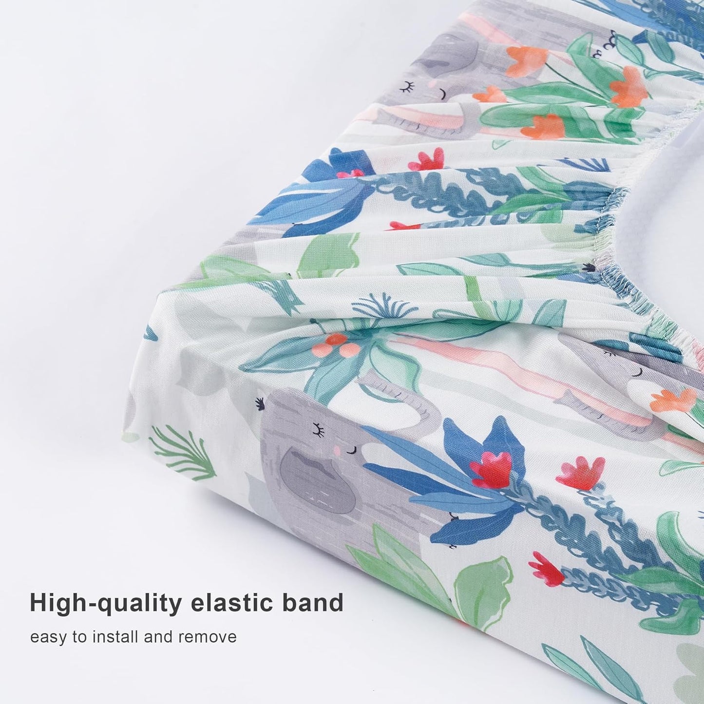 TILLYOU Baby Changing Pad Cover, Changing Table Cover for Girls Boys, Ultra Soft Breathable, 2 Pack Rainforest Elephant & Grey