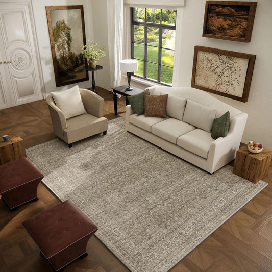 Washable Area Rugs for Living Room: 5x7 Bedroom Area Rug Boho Vintage Rugs Stain Resistant Non Slip Low Pile Soft Lightweight Carpet for Kitchen Dining Room Farmhouse Nursery Kids Room