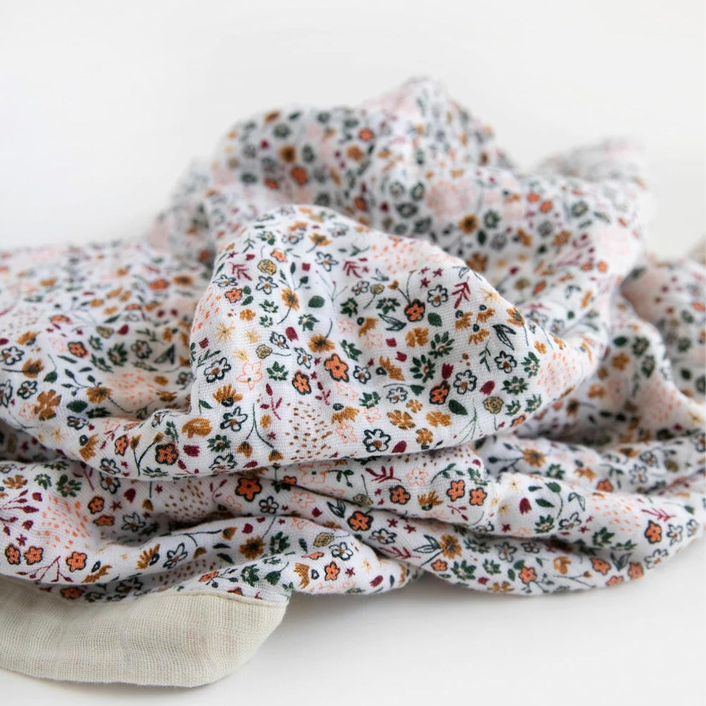 Little Unicorn Newborn Receiving Quilt | Ultra- Soft, Multi-Layered Muslin Fabric | Gift for Newborns & on-The-go (Pressed Petals)