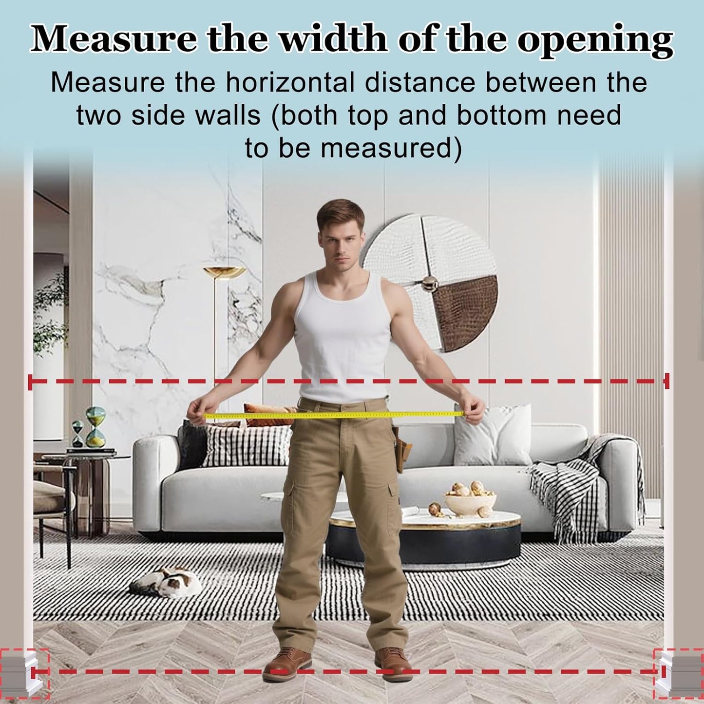 WAOWAO Triple Lock Baby Gate Extra Wide 49.21-53.14" Pressure Mounted Walk Through Swing Auto Close Safety White Metal Dog Pet Puppy for Stairs,Doorways,Kitchen