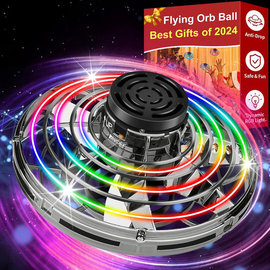 Flying Fidget Spinner,2024 Upgraded Flying Spinner Mini Hand Drone with 360 ° Rotating and LED Lights Outdoor Indoor Toy,Mini UFO Toy Drone for Boys Girls Adults (Black)