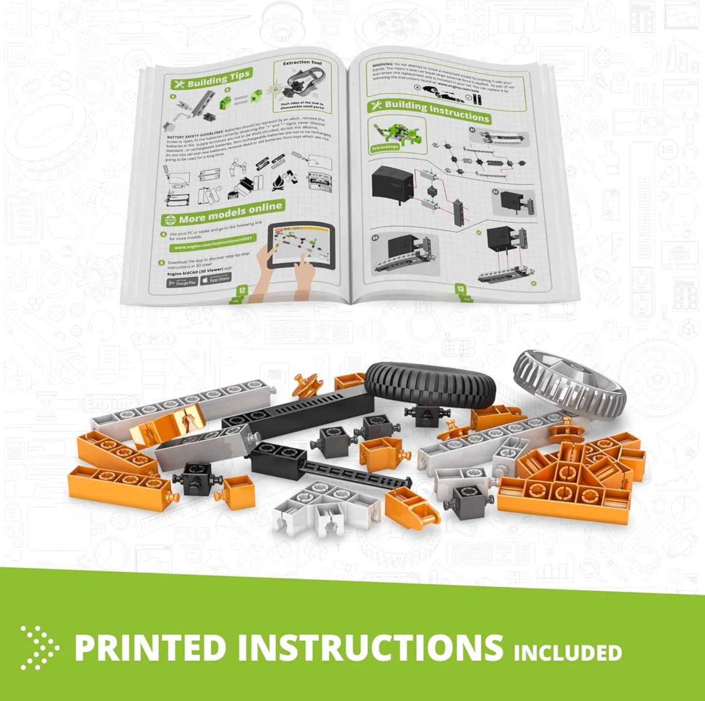 Engino- STEM Toys, Learning About Dinosaurs, Educational Toys for Kids 9+, STEM Projects for Kids, Gifts for Boys & Girls (5 Motorized Models)