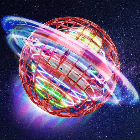 TOMZON Flying Orb Ball, Galaxy Ball Cool Toys for Boys Girls, Hover Ball Boomerang Fidget Spinner, Drone for Kids with Colorful Light Flying Spinner, A32 Red