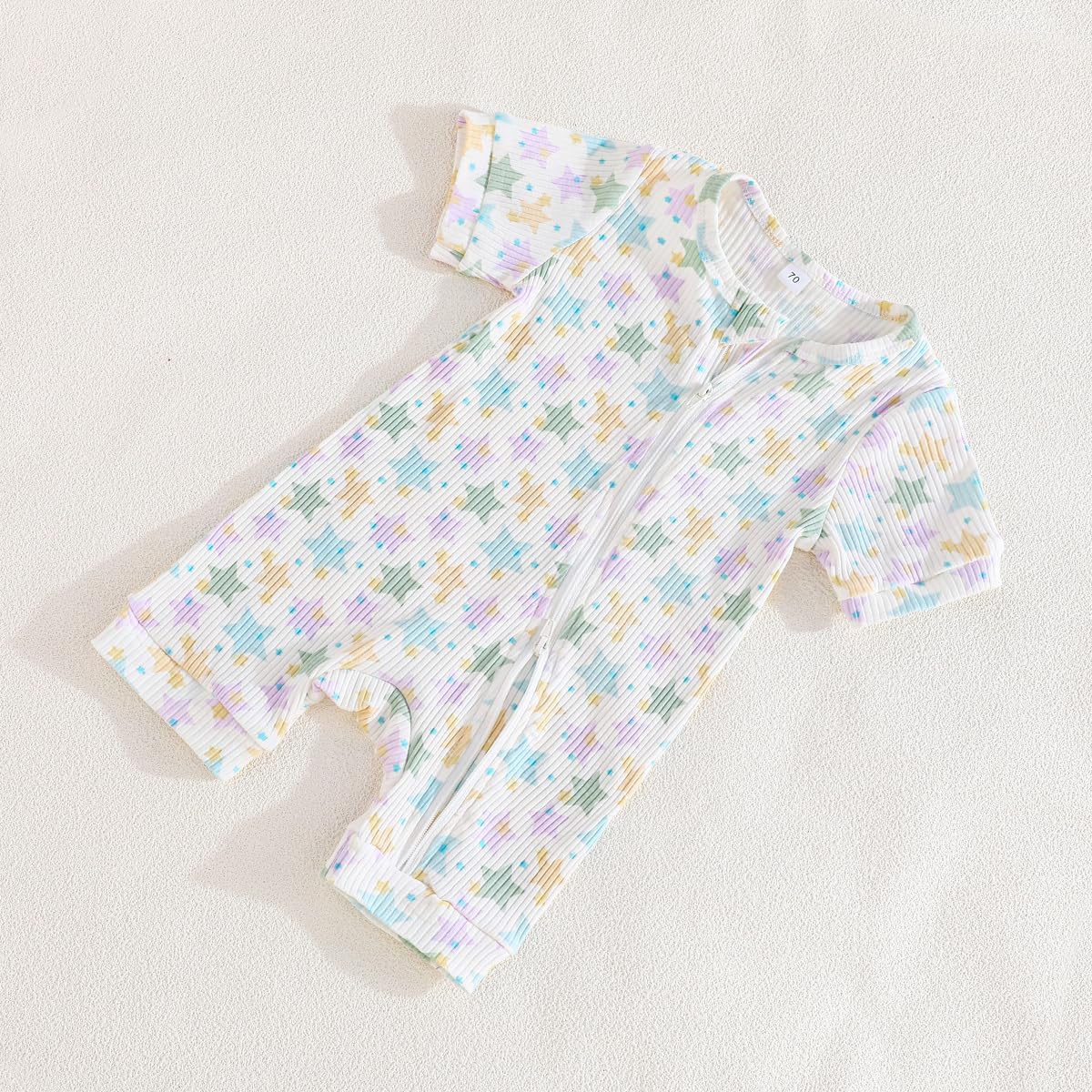 Bafeicao Unisex Baby Boy Girl 2 Pack Rompers Short Sleeve 2 Way Zipper One Piece Jumpsuits Clothes Sets