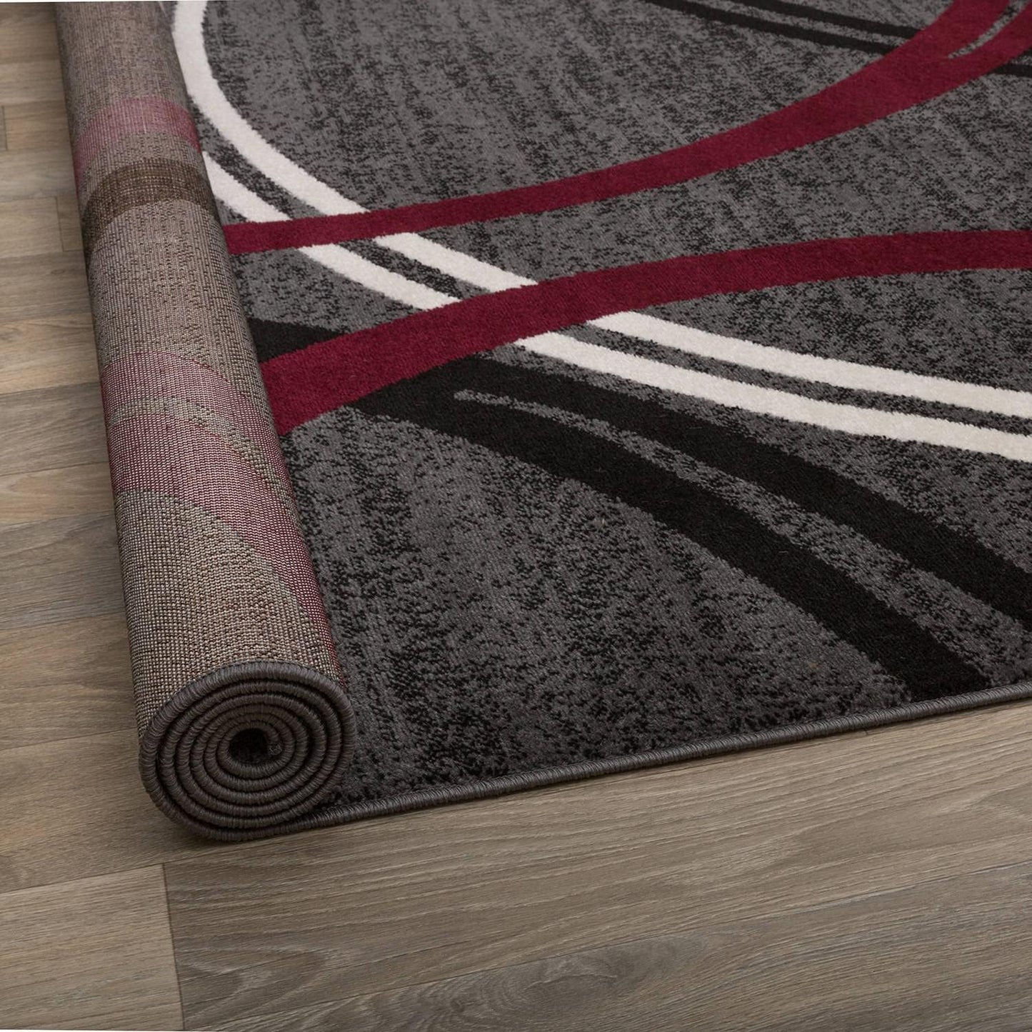 Rugshop Modern Wavy Circles Design Square Area Rug 6'6" x 6'6" Red