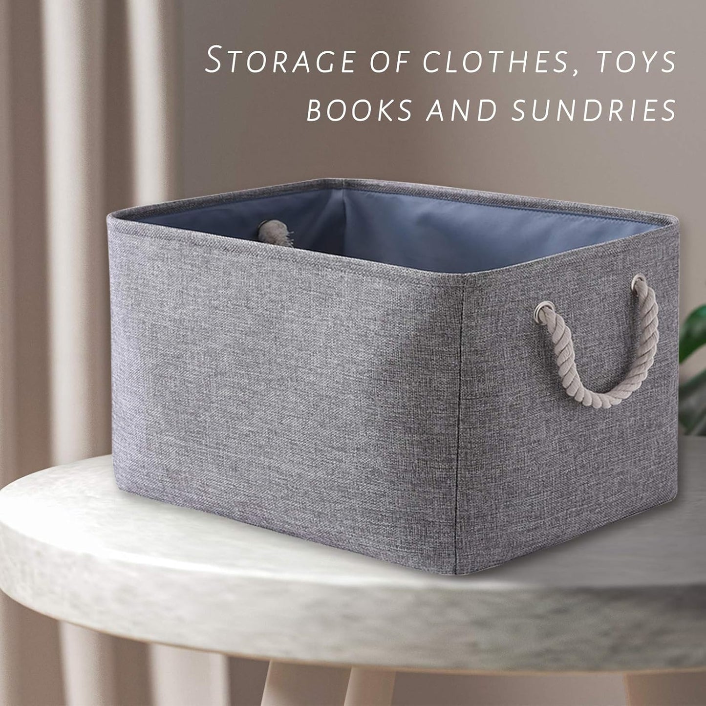 TcaFmac Storage Bins for Organization - Large 3 Pack Canvas Storage Basket for Shelves with Handles, Collapsible Baskets for Organizing for Closet Dog Laundry (Grey 16x12x8 inch)