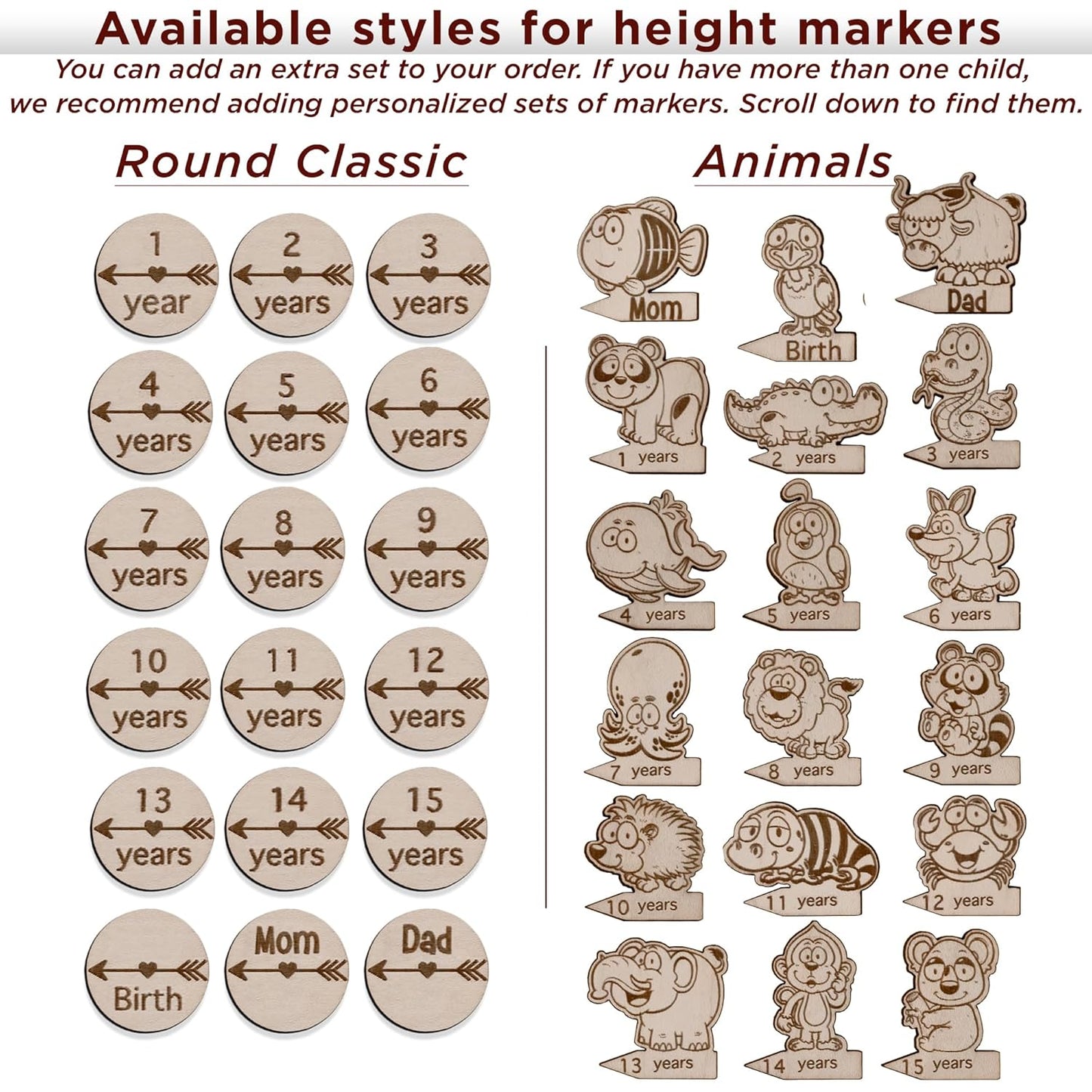 Personalized Wooden Ruler Growth Chart for Kids with Height Markers, Custom Name Growth Chart Hanging Decor for Baby Boy & Girl, Family Measuring Board Wood, Wall Meter for Children (56 in x 3,5 in)