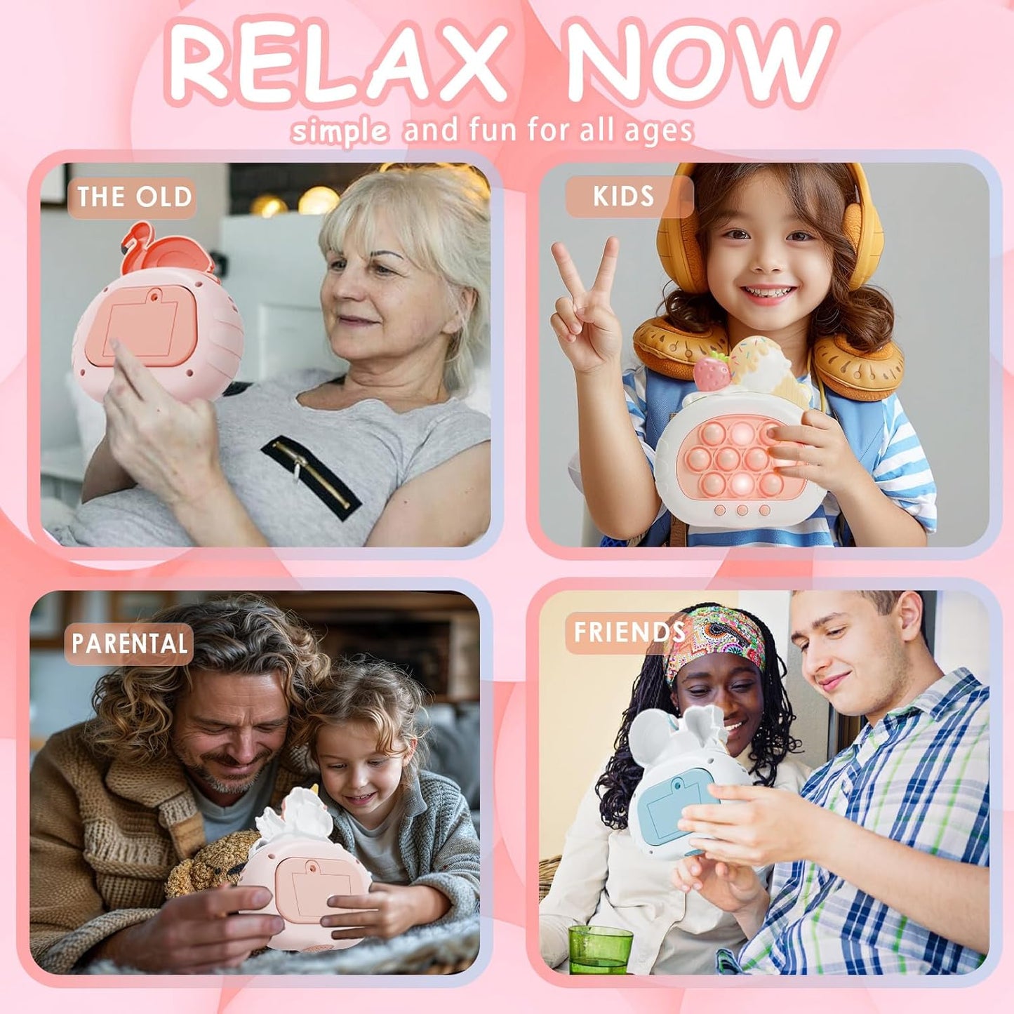 Stress Relief Toys, Decompression Breakthrough Puzzle Pop Button Gopher Handheld Game Machine, Novelty Fidget Toys Party Favor Gifts for Kids Adults (Rocket Astronaut)