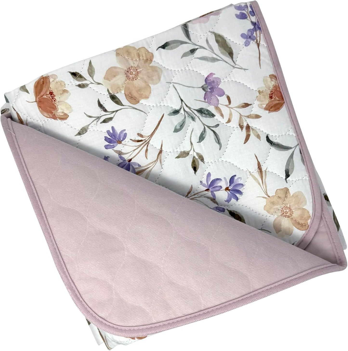 Organic Incontinence Pads for Kids & Toddlers - 5 Layer Waterproof Protectors for Overnight Bed Wetting - Reusable & Washable Pee Pads - Fits Twin to Full Size Beds - 34" x 52" Flower