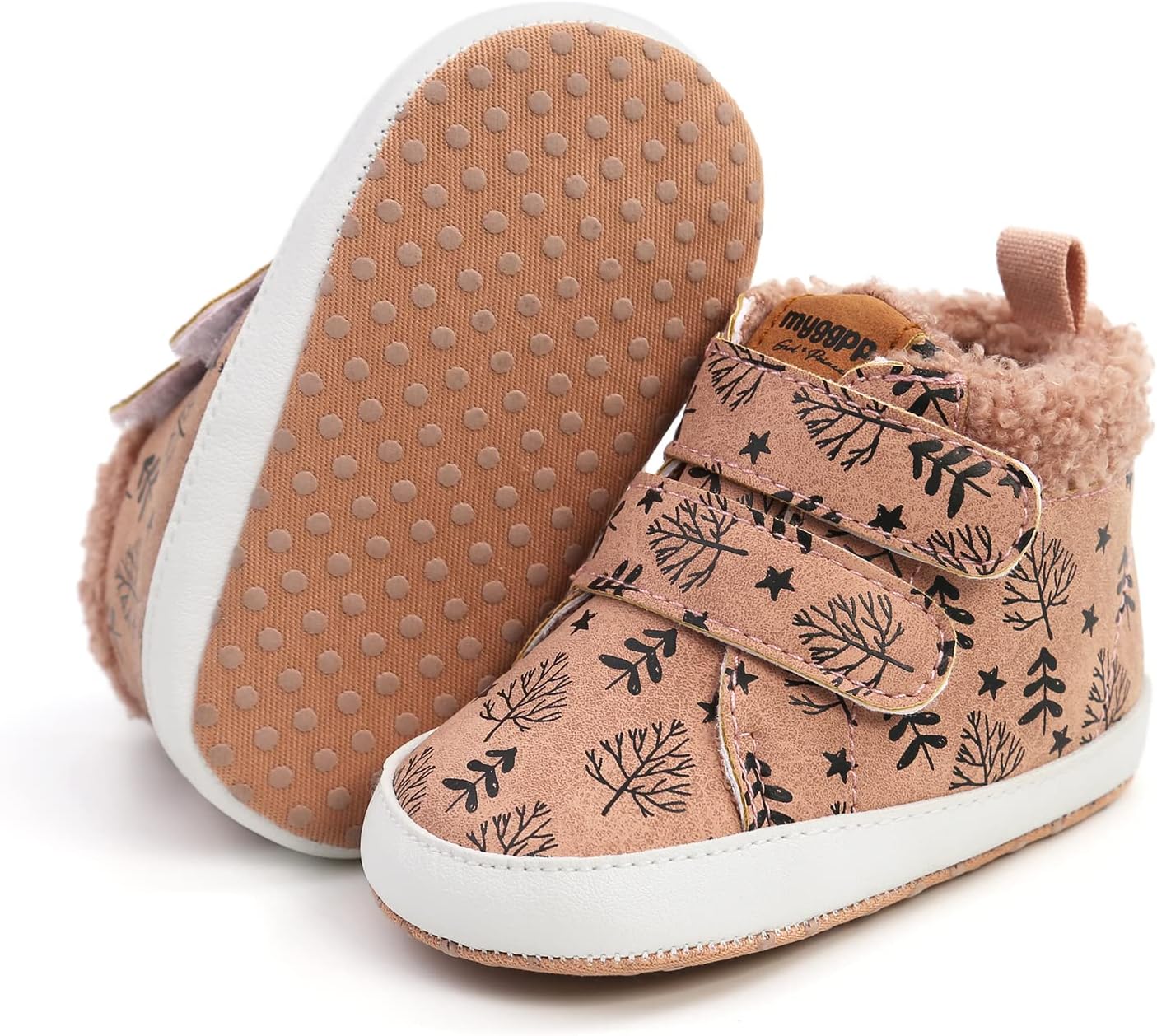 SOFMUO Baby Boys Girls High Top Ankle PU Leather Sneakers Soft Rubber Sole Infant Moccasins Newborn Oxford Loafers Anti-Slip Toddler Wedding Uniform Dress Shoes