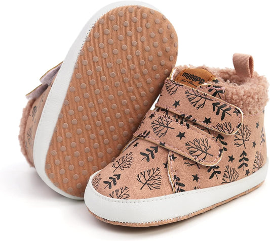 SOFMUO Baby Boys Girls High Top Ankle PU Leather Sneakers Soft Rubber Sole Infant Moccasins Newborn Oxford Loafers Anti-Slip Toddler Wedding Uniform Dress Shoes