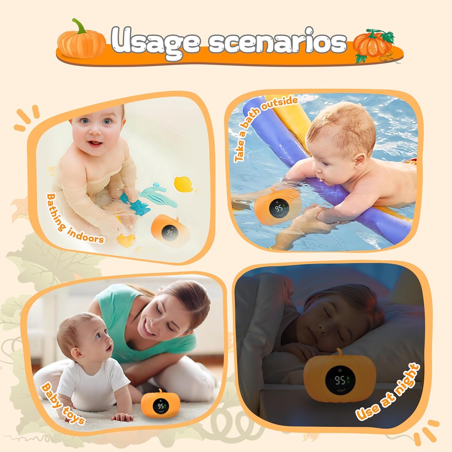 TKY Baby Bath Thermometer with Floating Toys - Digital Water & Room Temperature Monitor, Rechargeable Thermometer with Alerts for Newborn Bath Essentials, Infant Safety