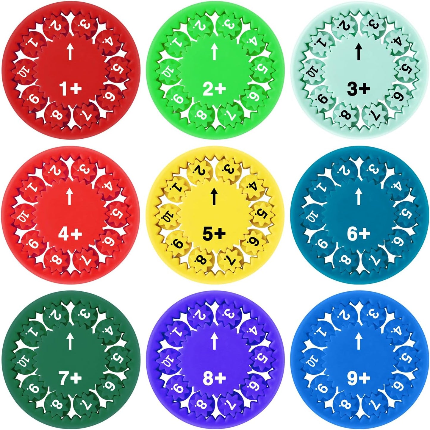 9PCS Math Fidget Spinner Math Fact Fidget Spinners Numbers Addition & Subtraction Fidget Math Fidget Toy Math Learning & Education Toys Game for Kids Kindergarten Home School Classroom