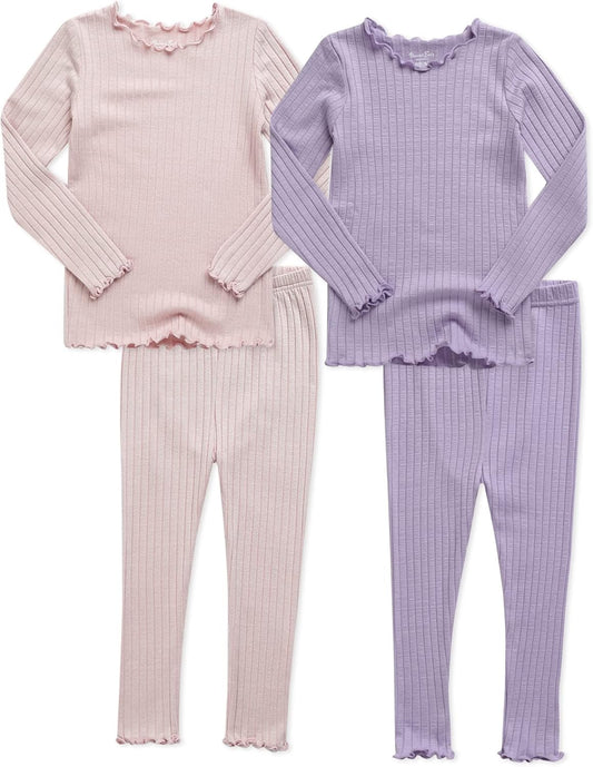 VAENAIT 6M-12Y Toddler Kids Girls Boys Soft Comfy Modal Tencel Solid Raglan Sleepwear Pajamas Pjs 2pcs/4pcs Set