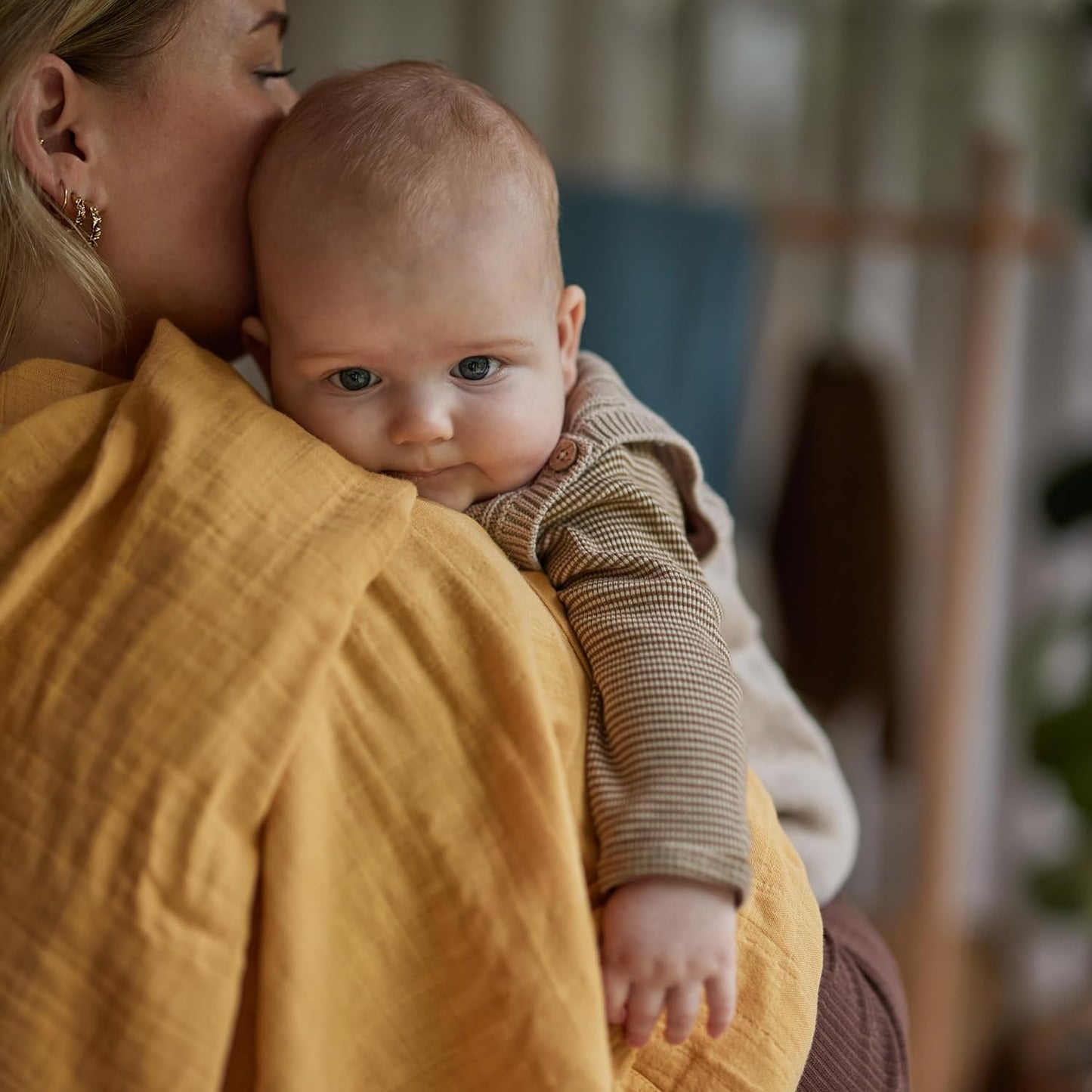 Swaddle - 100% Organic Cotton - Muslin Swaddle Blankets for Newborn, 47" x 47" (Autumn Yellow)