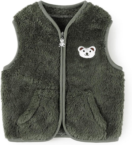 Baby Boys Girls Fleece Vest Zip Up Cute Bear Jackets Fuzzy Fall Winter Warm Clothes Newborn Outwear for Toddler Infant
