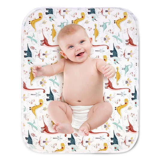 Diaper Changing Pads for Baby, Dinosaur Change Mat, 3Layers Waterproof Change Pad Foldable Absorbent Mats for Women, Reusable Incontinence Underpads for Patient 24''x30''
