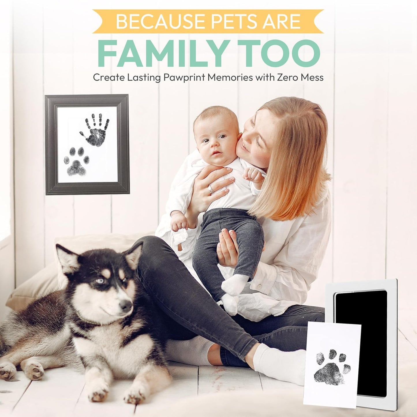 Clean Touch Ink Pad for Baby Handprints and Footprints – Inkless Infant Hand & Foot Stamp – Safe for Babies, Doesn’t Touch Skin – Perfect Family Memory or Gift – Black Print Kit by Tiny Gifts