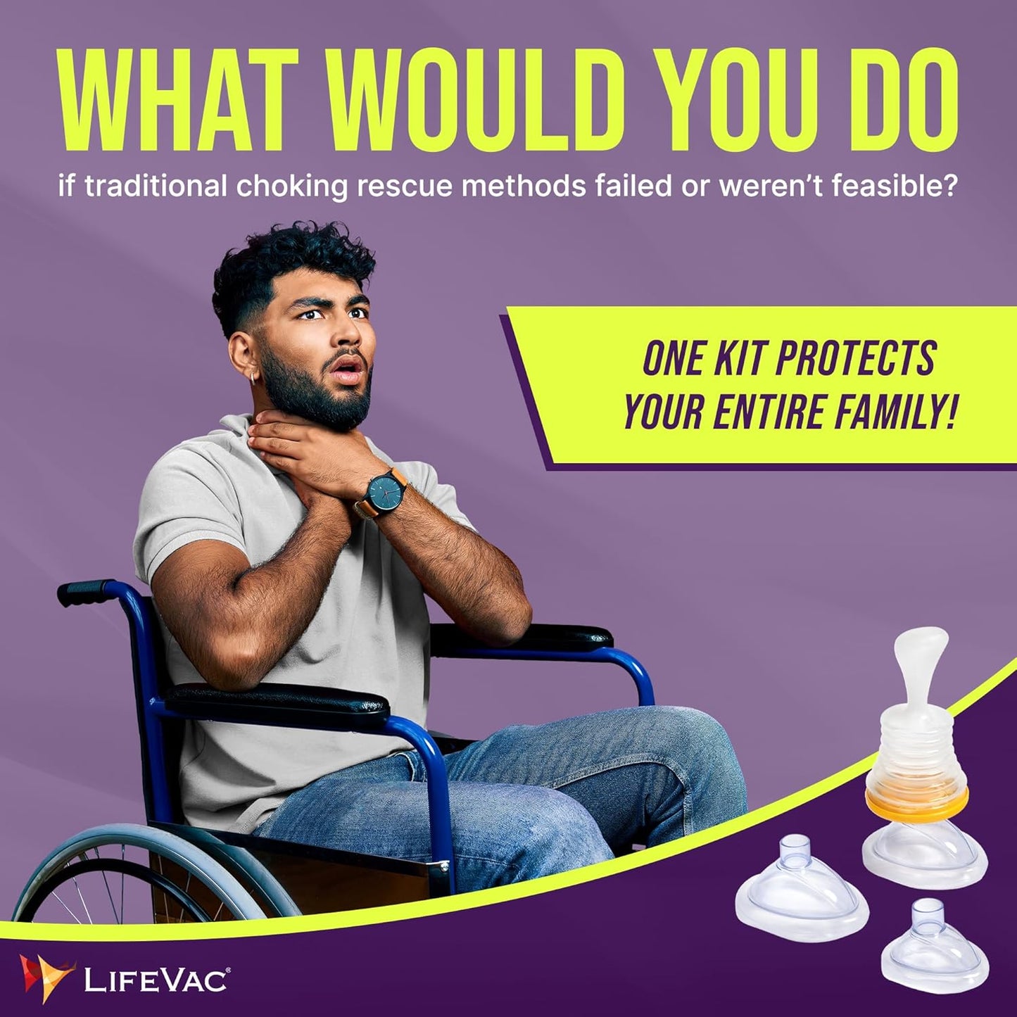 LifeVac Home Kit - Portable Suction Rescue Device, First Aid Kit for Kids and Adults, Portable Airway Suction Device for Children and Adults