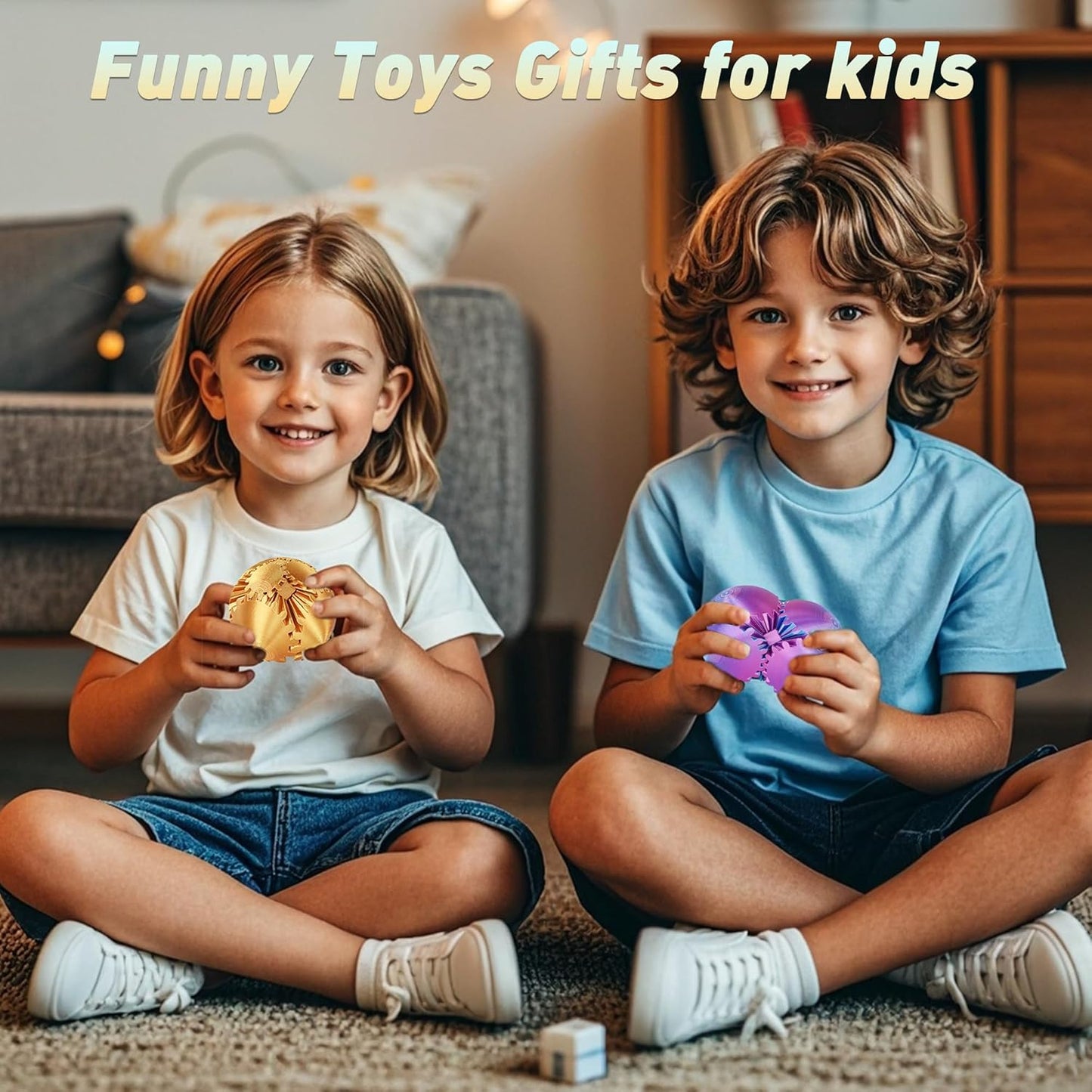 Gear Ball Fidget Toy - 3D Printed Stress Relief Spinner, Educational and Fun Gift for Kids & Adults, Durable & Eco-Friendly, Ideal for Birthday (Gold)