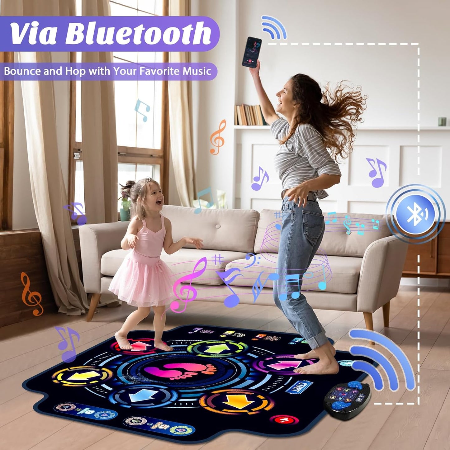 Dance Mat, Kids Electronic Dance Pad with Wireless Bluetooth 5 Speeds 9 Levels, Music Toys Birthday & Xmas Gifts for Girls Boys 3 4 5 6 7 8 9 10+ Year Old