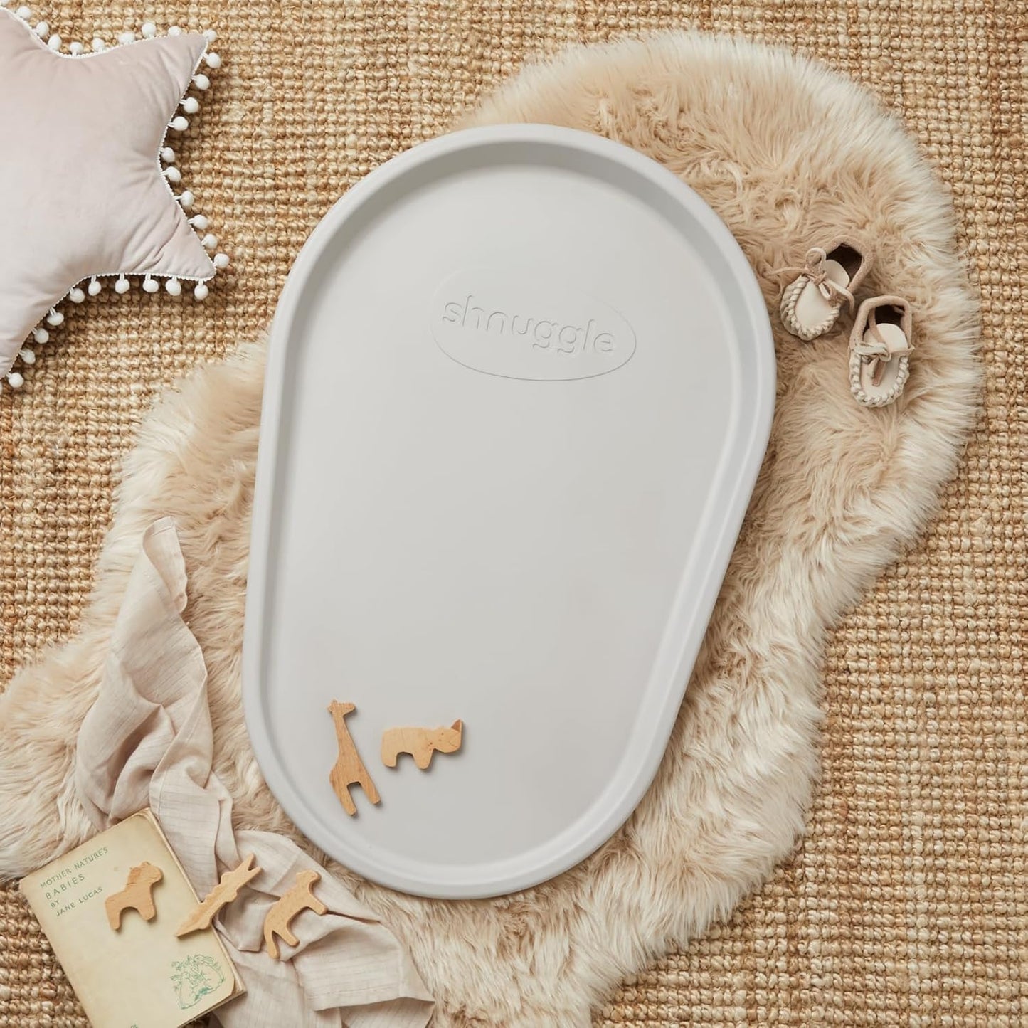 Squishy Changing Mat - Baby Changing Diaper Pad, Wipeable Easy-to-Clean Nappy Station, Warm-to-Touch Surface, Non-Slip Base, No Covers Needed - Taupe