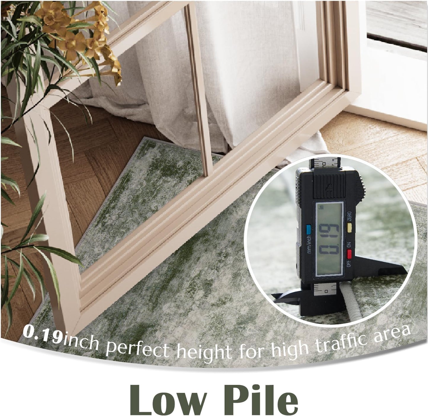 jinchan Green Runner Rug 2x6 - Vintage Floral Machine Washable Distressed Design Non-Slip Low-Pile Soft Thin Carpet for Hallway Kitchen Farmhouse Bedroom Entryway Laundry Room (2x6ft,Forest Green)