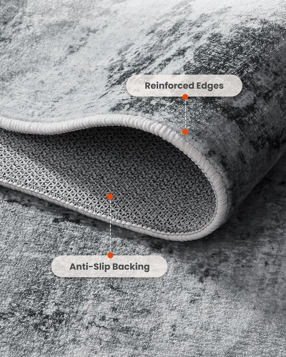 Amada 8x10 Area Rug, Modern Abstract Living Room Rug with Non-Slip Backing & Short Pile, Large Washable Rug with Abstract Pattern for Living Room, Bedroom and Dinning Room, Light Grey