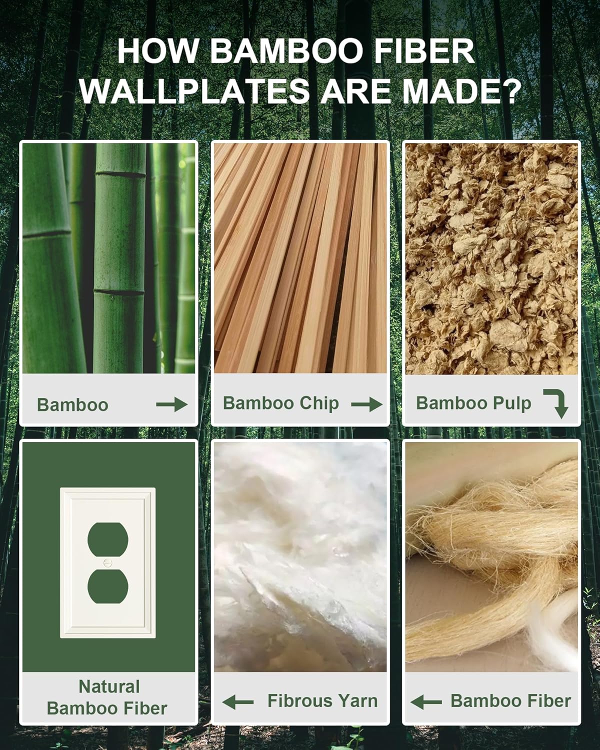 4-Pack Duplex Outlet Cover, Natural Bamboo Fiber Switch Plates and Outlet Covers, Light Almond Decorative Wall Plates for Electrical Outlets, 1 Gang Receptacle Cover, Corrosion Resistant