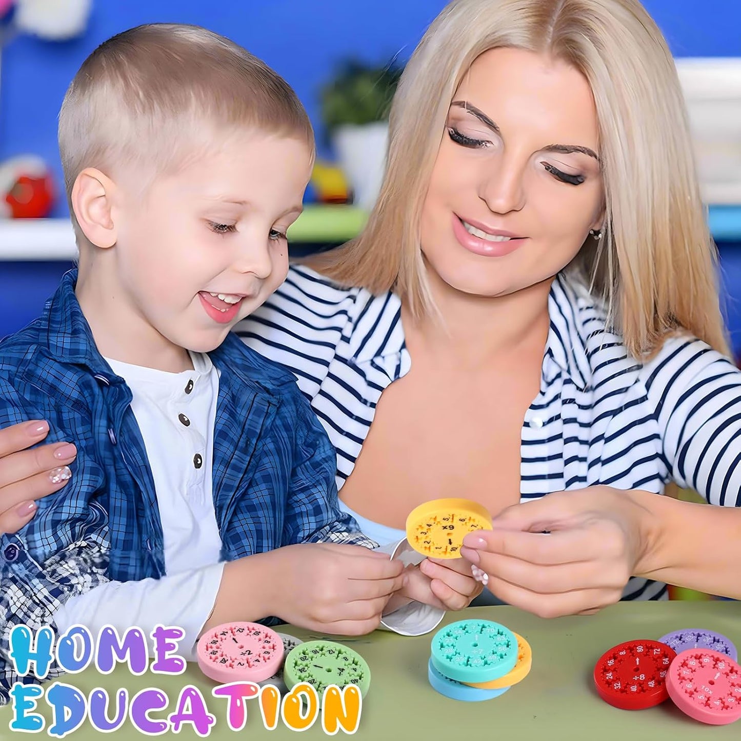 9PCS Math Fidget Spinners, Educational Math Fact Fidget Spinners for Kids Classroom Prize Treasure Box ( Multiplication Division)